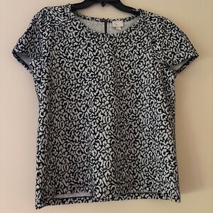 Anthropologie 9-H15 St Clair Black White Jacquard Zip Back Top L